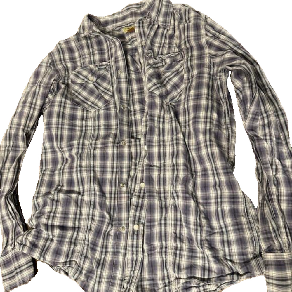 Sonoma Western Pearl Snap Button Men’s M Blue Plaid Shirt